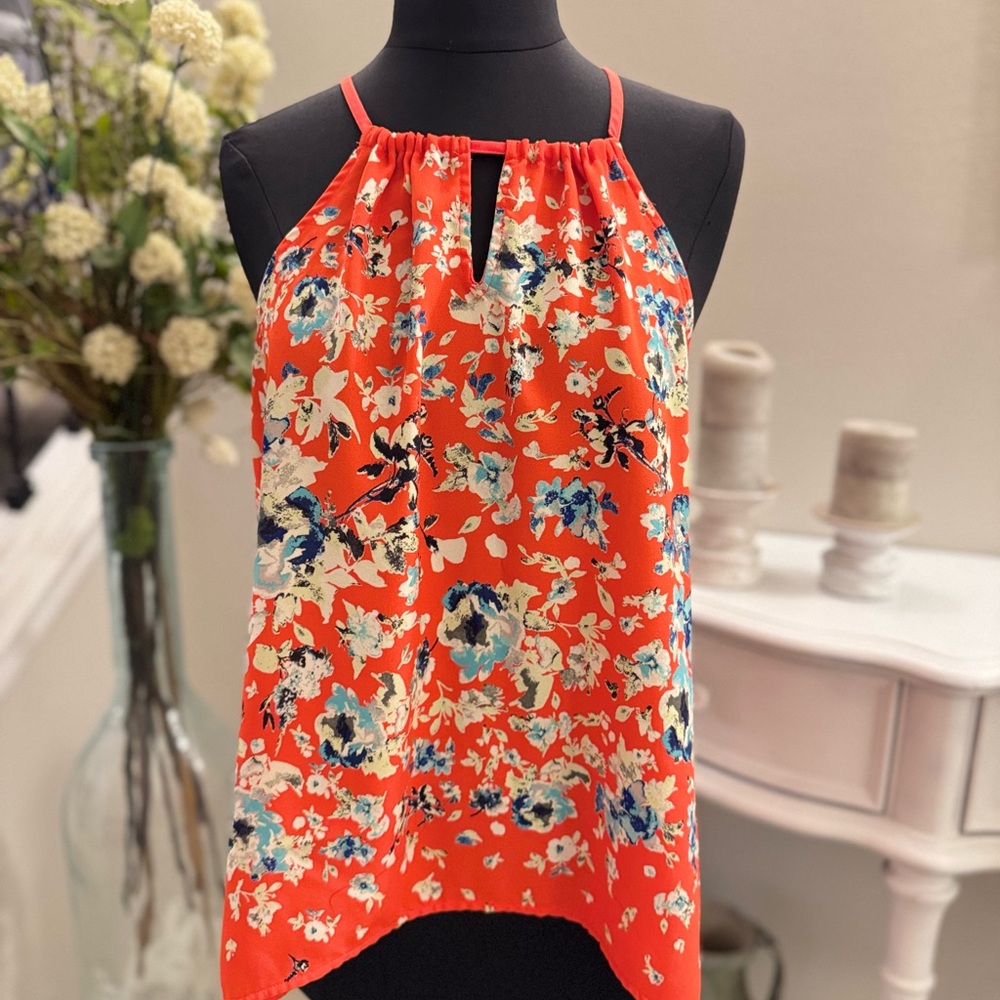 Collective Concepts Red and Blue Floral Camisole